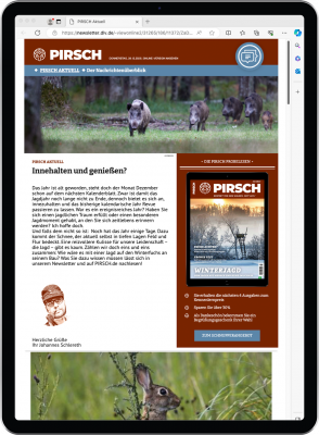 Abbildung: Ein Tablet mit Inhalten des Newsletters der PIRSCH