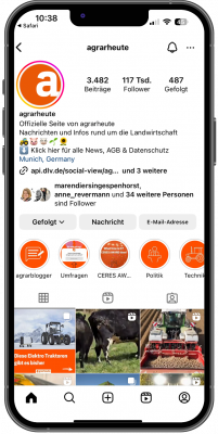 Abbildung: Ein Smartphone mit Inhalten des Instagram-Kanals