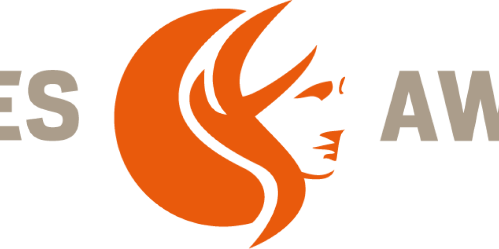 Abbildung: Eine Portraitabbildung der griechischen Göttin Ceres in Orange und daneben der Schriftzug "Ceres-Award" bilden das Logo des gleichnamigen Events. 