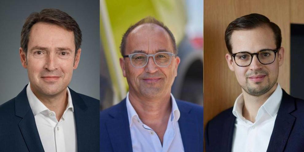 Zum 1. Juli 2025 wird die Geschäftsbereichsleitung Technik neu organisiert (v. l.): Roger Lepper, Verantwortlich für die Technik in der BayWa AG sowie die AGCO Markenwelt, Wolfgang Rück, zuständig für die CLAAS-Beteiligungsgesellschaften der BayWa, und Jakob Bötsch, Operations, Performance und Synergiepotentiale.