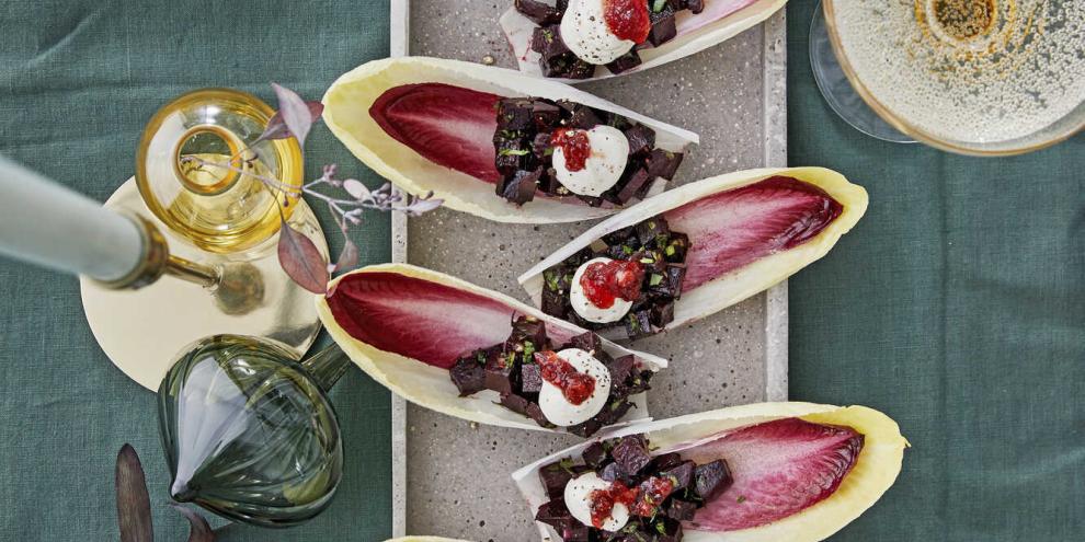 Gesunder Eyecatcher für zwischendurch: Chicorée-Schiffchen