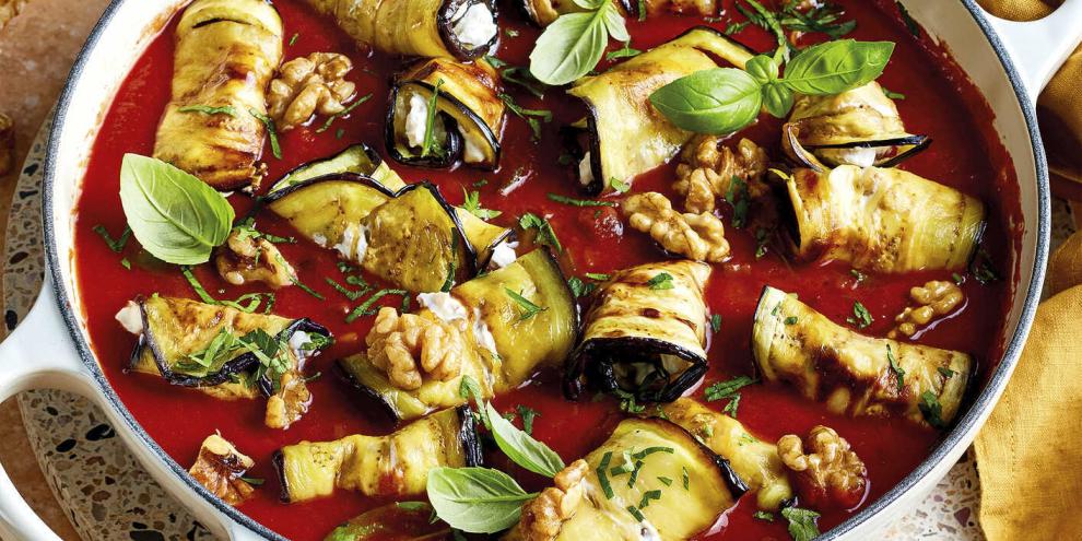 Nuss-Rezepte-Nuss-Auberginen-Röllchen