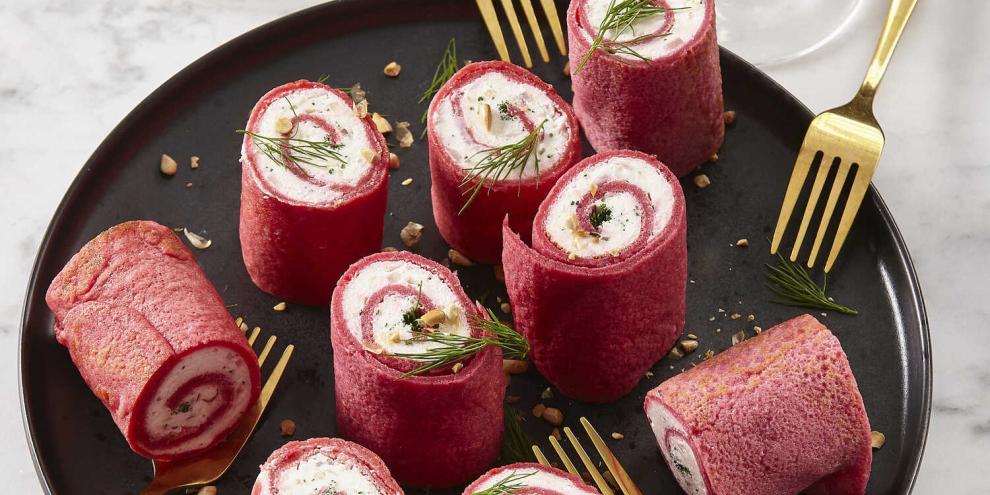 Machen richtig was her auf dem Fingerfood-Teller: Rote Bete-Röllchen