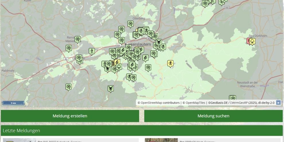 Per WaldEcho können Bürger ihrer Forstverwaltung Hinweise übermitteln.
