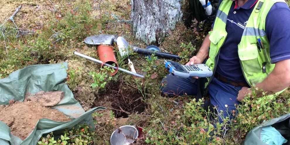 Feldarbeit bei der Bodeninventur der Schwedischen Nationalforste.