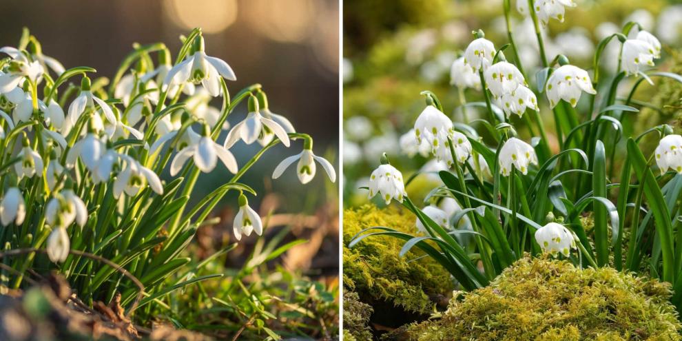 Märzenbecher und Schneeglöckchen sehen sich zum Verwechseln ähnlich. Zumindest auf den ersten Blick.