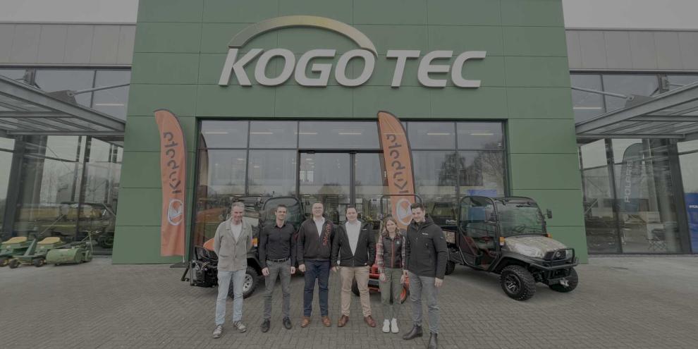 V.li.n.re.: Paul und Kai Hohelüchter (Geschäftsführung Kogotec GmbH), Lars Dussler (Gebietsleiter Nord Kubota), Jan Wacker (Vertriebsleiter Kubota), Anna Drüker (Sales Coordinator Kubota) und Fabiano Hensen (Manager Marketing &amp; Productmanagement Kubota).