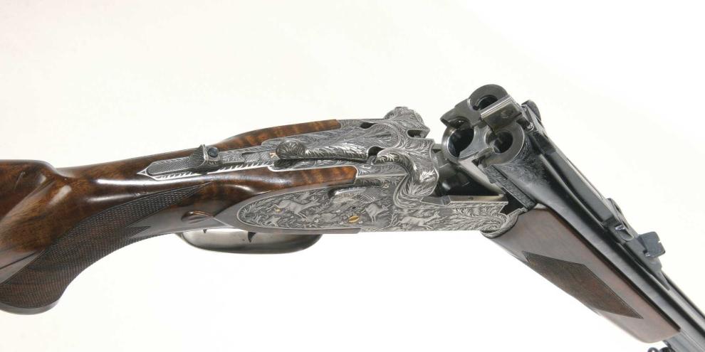 Doppelbüchsdrilling mit Nimrod-Verschluss und -Seitenschlossen: Aus der Büchsenmachermeister-Manufaktur Retz &amp; Sohn in Suhl.