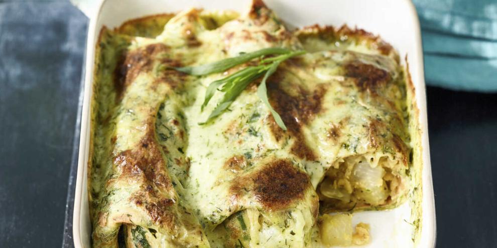 Die Kohlrabi-Linsenfüllung sorgt für Biss und Proteine.