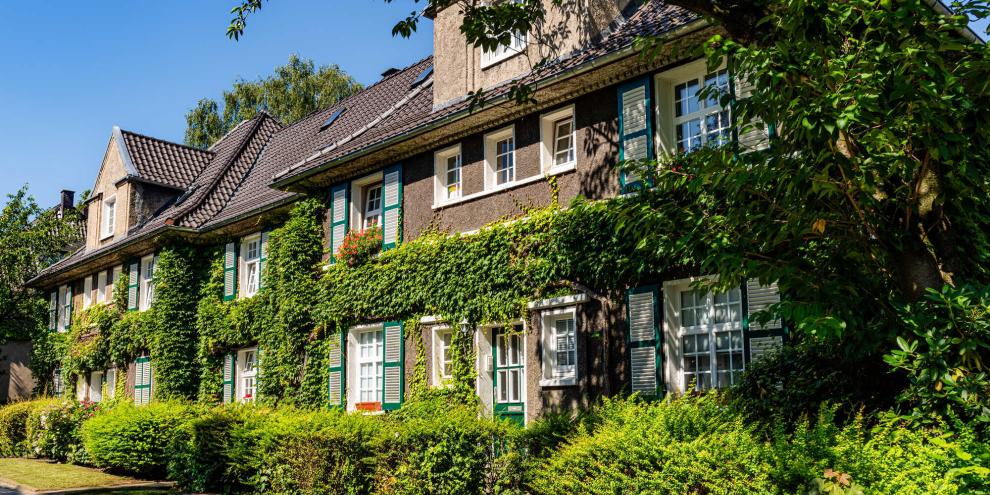 Frische Luft zum Atmen und viel Grün – die Arbeitersiedlung Margarethenhöhe in Essen wurde nach dem Vorbild der Gartenstadt erbaut.