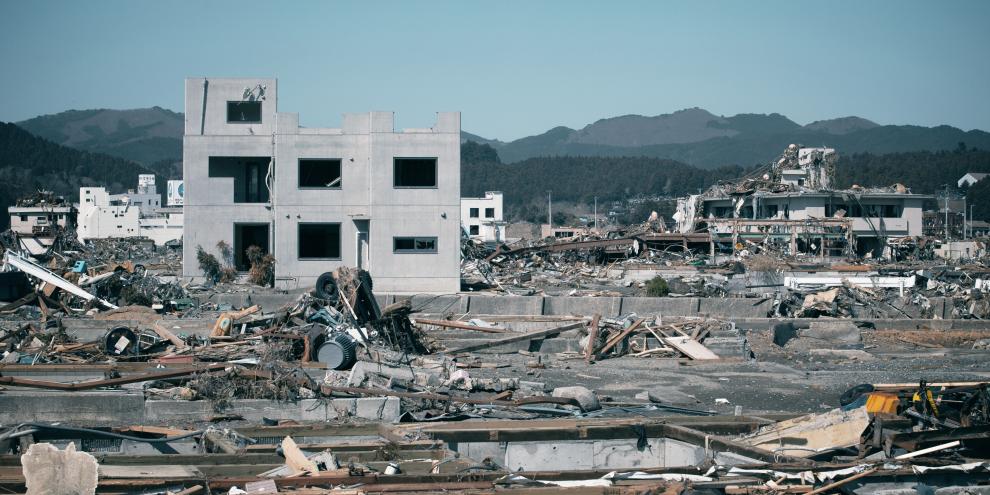 Das Gebiet um Fukushima nach der Reaktorkatastrophe.