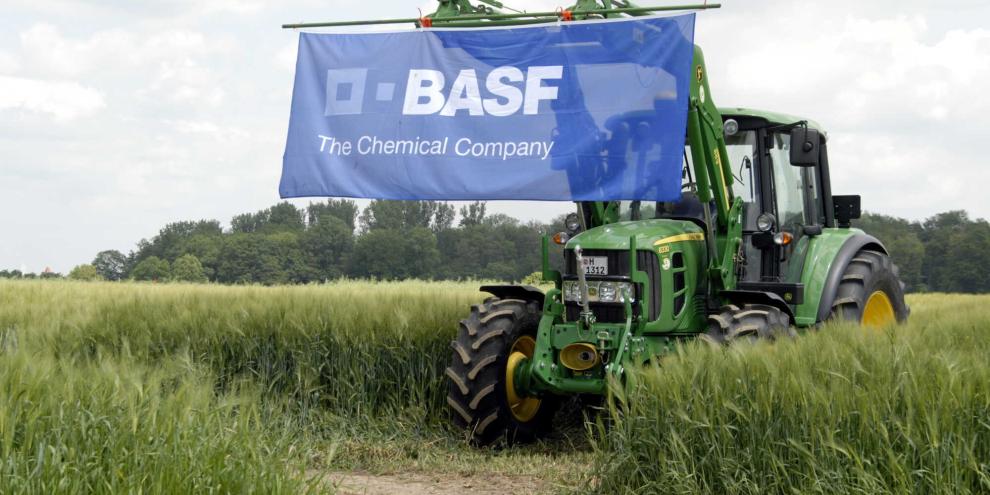 Werbebanner im Getreidefeld