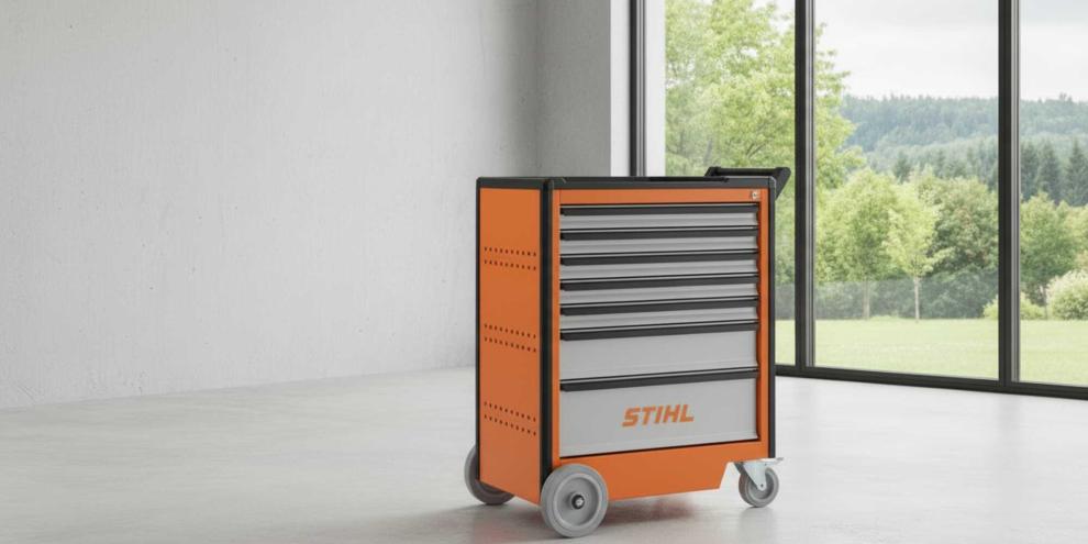 Der Werkstattwagen im Stihl-Design kostet 899 Euro - ohne Inhalt.