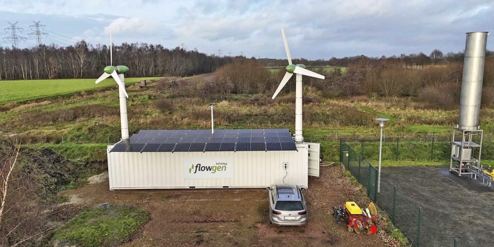 FlowGen-Containerlösung auf dem Hof von Christoph Terhorst in Niedersachsen.