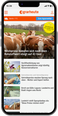 Abbildung: Ein Smartphone mit Website-Inhalten der Marke agrarheute.