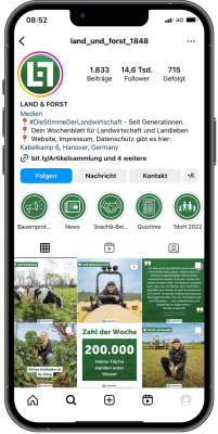 Abbildung: Ein Smartphone mit Inhalten des Instagram-Kanals