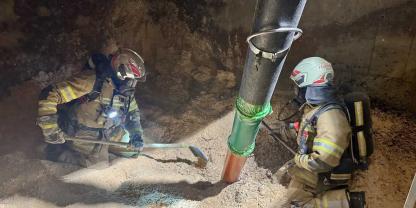 Schwelbrand in einem Hackschnitzel-Lager