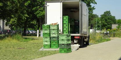 Obst- und Gemüsekisten sind praktisch und heißbegehrt. Manchmal fallen sie vom Laster. (Symbolbild)