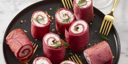 Machen richtig was her auf dem Fingerfood-Teller: Rote Bete-Röllchen