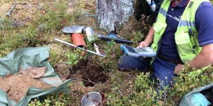 Feldarbeit bei der Bodeninventur der Schwedischen Nationalforste.