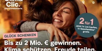 ClimaClic – Die Klimalotterie Glück schenken: Bis zu 2 Mio. € gewinnen. Klima schützen. Freude teilen.
