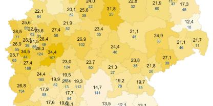 Die Sommertrachternte 2025 (in kg/Volk) fiel vor allem in Bayern eher mager aus.