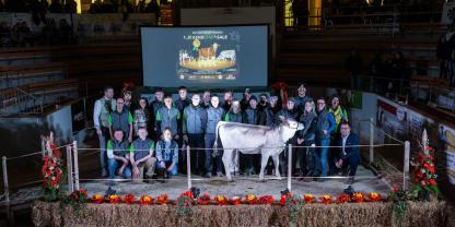 Abschlussbild mit dem teuersten Tier der Auktion, der Valps-Tochter Gerda, die 15.000 € kostete.