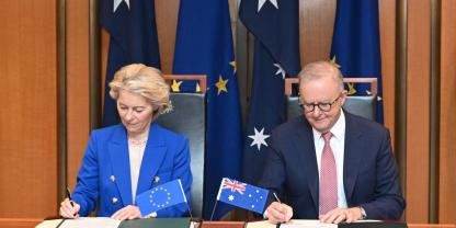 EU-Präsidentin Ursula von der Leyen und Australiens Premierminister Anthony Albanese haben sich auf ein Freihandelsabkommen geeinigt.