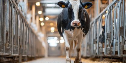 Eine Kuh in einem Stall