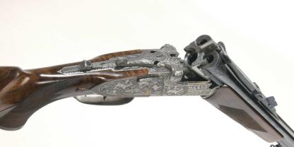 Doppelbüchsdrilling mit Nimrod-Verschluss und -Seitenschlossen: Aus der Büchsenmachermeister-Manufaktur Retz &amp; Sohn in Suhl.