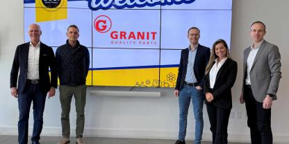 V.li.n.re.: Boris Schöpplein (Vorstand Granit Parts), Philipp Fricke (Divisionsleiter Baumaschinen Granit Parts), Benjamin Gerhardt (Leiter Produktmanagement Baumaschinen Granit Parts), Melissa Uribe-Gil (Executive Vice President Costex), Timm Müller (Export Manager Granit Parts).