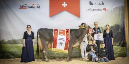 Championkuh Cadalbert‘s Pete Nozza von Matthias und Melanie Vitali, Olivone.