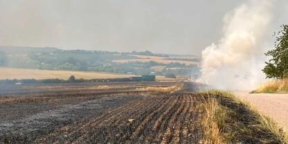 Ein brennendes Feld im Sommer