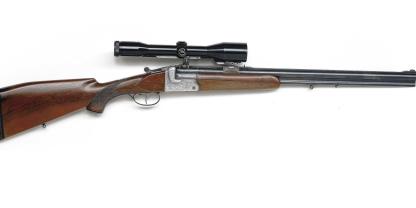 Diese Handspanner-Bockbüchsflinte Krieghoff Alb wurde in den 1980ern mit einem Zeiss Diatal Z 6 x 42 T* nachgerüstet.