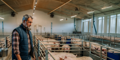 Landwirt-schweine-stall