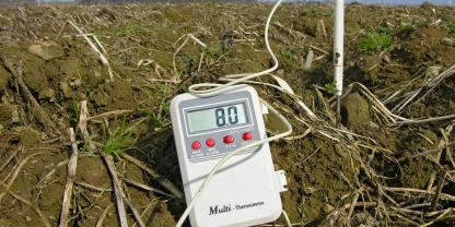 Bodenthermometer misst die Bodentemperatur