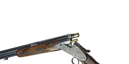 Nun mit Rand und leistungsstärker: Bei dieser Bockbüchsflinte Merkel 213E wurde das Kugelkaliber von .30-06 Spr. auf .30 R Blaser abgeändert.
